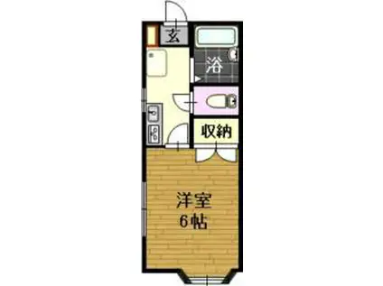 松沢ハイムB(1K/1階)の間取り写真