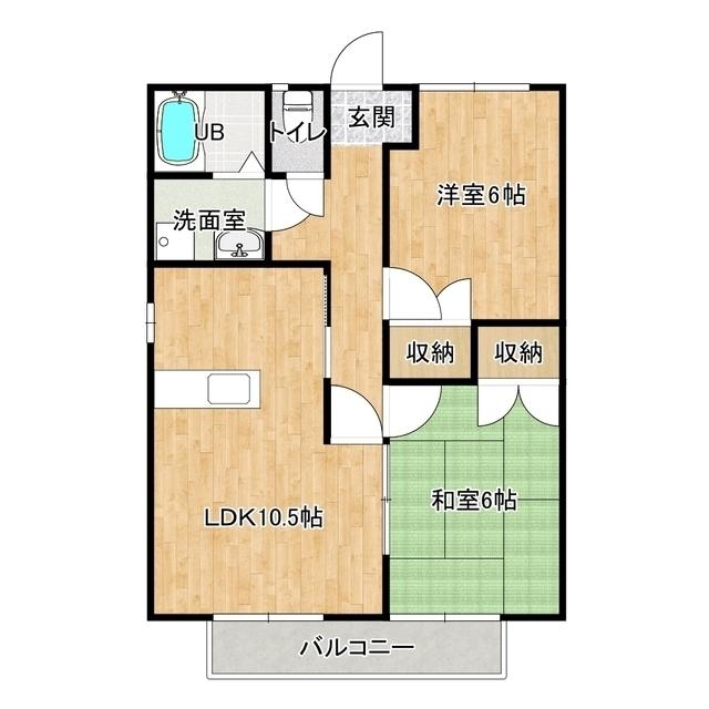 サンハイツ中田III(2LDK/2階)の間取り写真