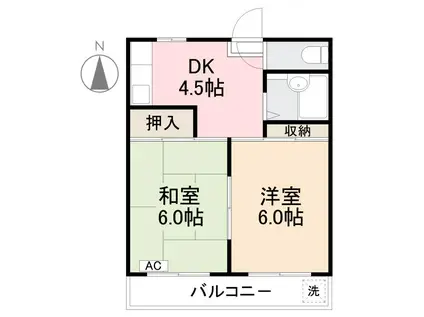 サンハイツ茜II(2DK/2階)の間取り写真