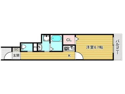 シェリル神戸岡本(1K/1階)の間取り写真