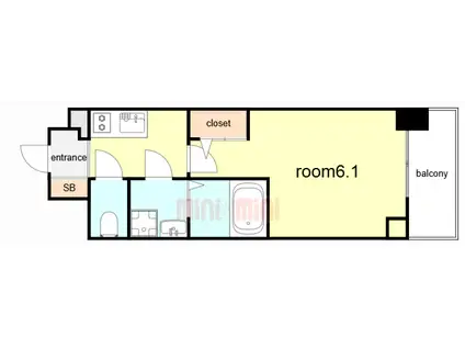 CION KOBE BAYSIDE(1K/8階)の間取り写真