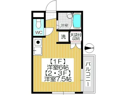 タウンコート中町(ワンルーム/3階)の間取り写真