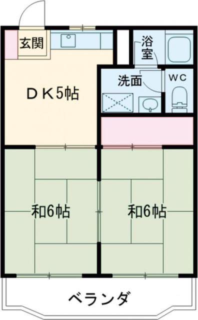 国府台ハイツ(2DK/2階)の間取り写真