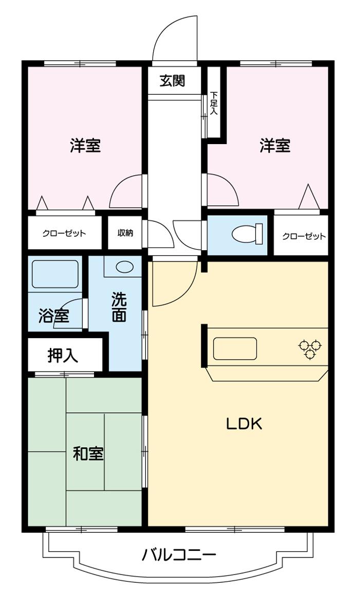 自治医大アーバンコンフォート(3LDK/1階)の間取り写真