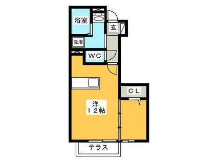 プリムローズII(1LDK/1階)の間取り写真