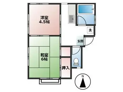 第二千峰荘(2K/2階)の間取り写真