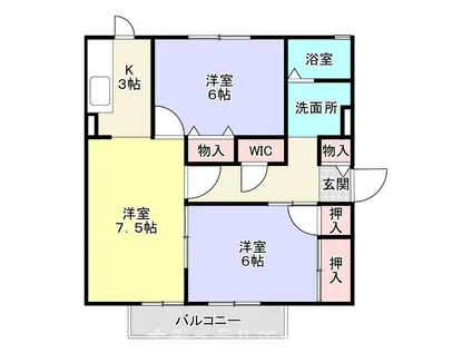 ミレニアム ヴィレッジC(2LDK/1階)の間取り写真