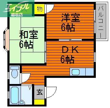 ファミール山岡(2DK/2階)の間取り写真