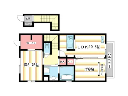 ヴォラーレ(2LDK/2階)の間取り写真
