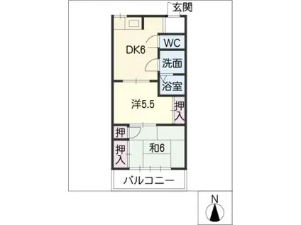 サンライズ牛牧(2DK/1階)の間取り写真
