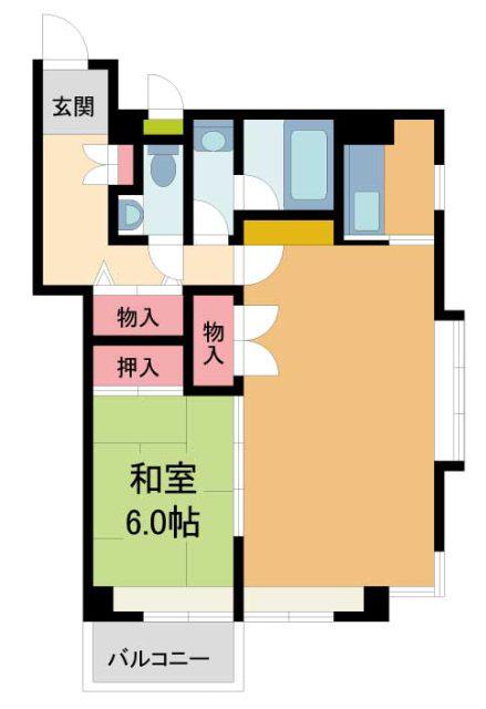 ルーア芦屋(ワンルーム/2階)の間取り写真