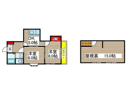 タウンコート藤原(2DK/2階)の間取り写真