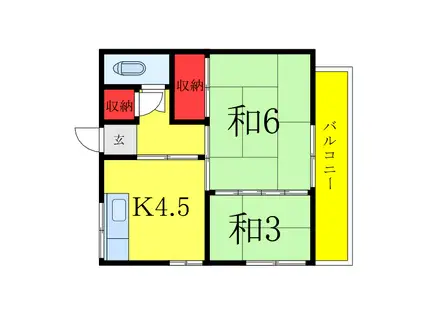 田内コーポ(2K/2階)の間取り写真