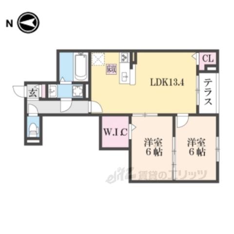 メゾン アンソレイエ(2LDK/1階)の間取り写真