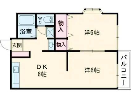 Mハイツ赤坂I(2DK/2階)の間取り写真