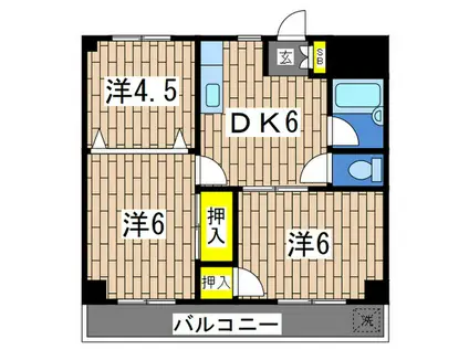 第1築山コーポ(3DK/2階)の間取り写真