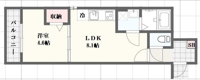 アーバンコート加古川(1LDK/1階)の間取り写真