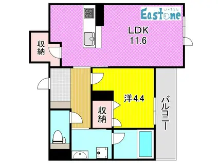 シャーメゾンモーベイン(1LDK/2階)の間取り写真