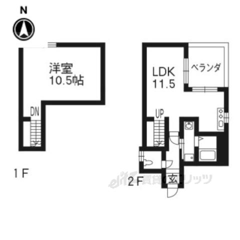 アルカス今出川(1LDK/2階)の間取り写真