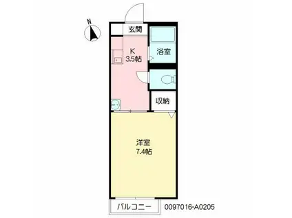 レジェンドコート(1K/2階)の間取り写真