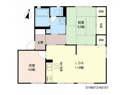 アクシス塔野 I(2LDK/1階)の間取り写真