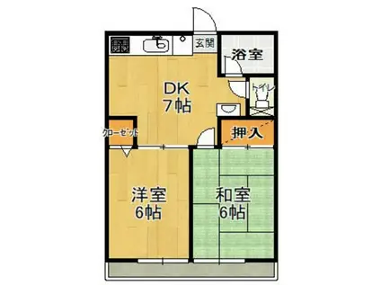 シティハイム武蔵台(2DK/1階)の間取り写真