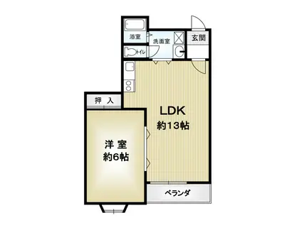 コンドミニアムカワムラ(1LDK/2階)の間取り写真