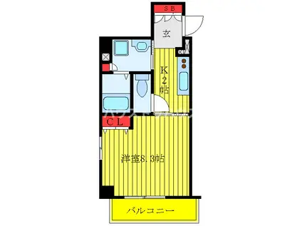 VERDESIAN(1K/8階)の間取り写真