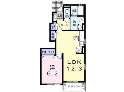 カントリーレイクI(1LDK/1階)の間取り写真