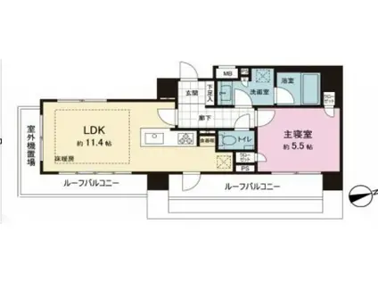 ピアース高田馬場(1LDK/7階)の間取り写真