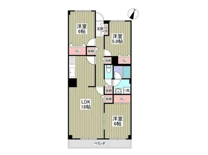 モンメール大磯(3LDK/1階)の間取り写真