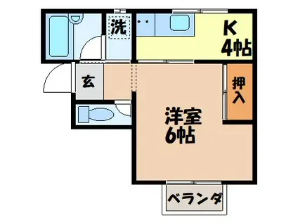 コーポラス松井 B(1K/2階)の間取り写真