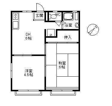 サニー元町I(2DK/2階)の間取り写真