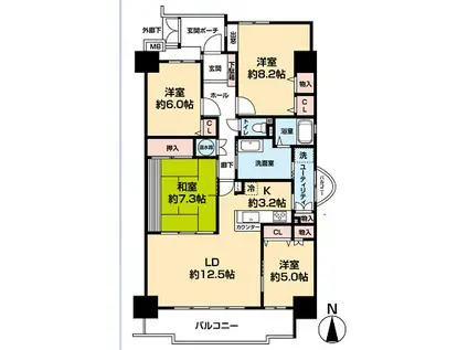 パストラルハイム豊橋壱番館(4LDK/9階)の間取り写真