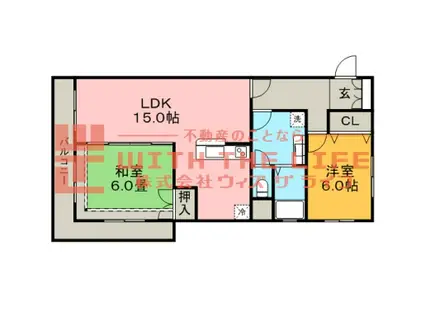 パステルNO12(2LDK/6階)の間取り写真