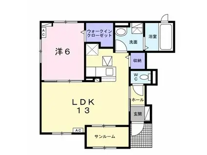 カーサビアンカ(1LDK/1階)の間取り写真