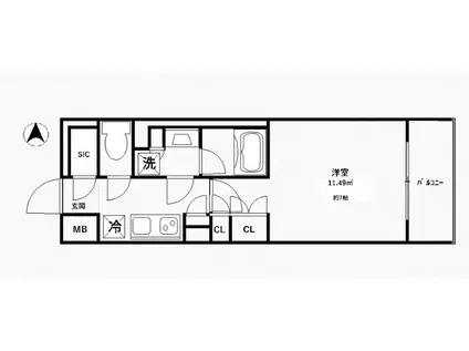 ティーエフレジデンス川崎殿町ウエスト(1K/5階)の間取り写真