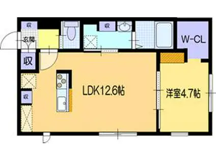 マレッセ・マローネ(1LDK/2階)の間取り写真
