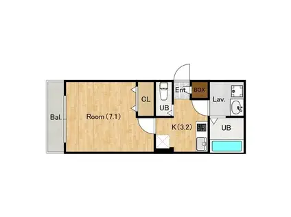 ジーメゾン所沢市下安松ネスト(1K/3階)の間取り写真