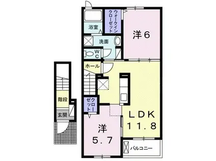 ベレット万願寺II(2LDK/2階)の間取り写真