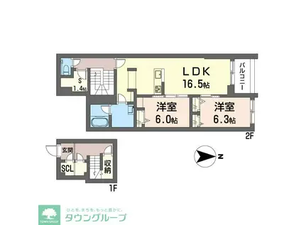 ウィズプラス等々力(2SLDK/2階)の間取り写真