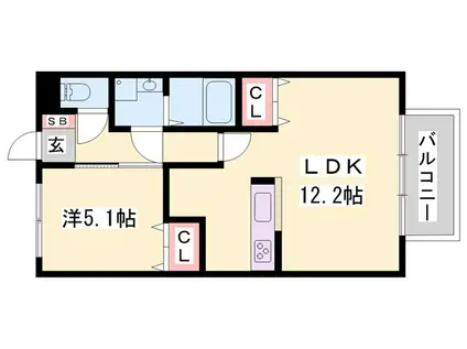 レオントポディウムII番館(1LDK/1階)の間取り写真