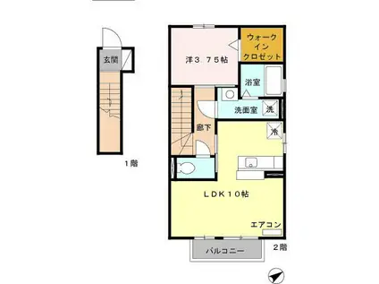 フォレストII(1LDK/2階)の間取り写真