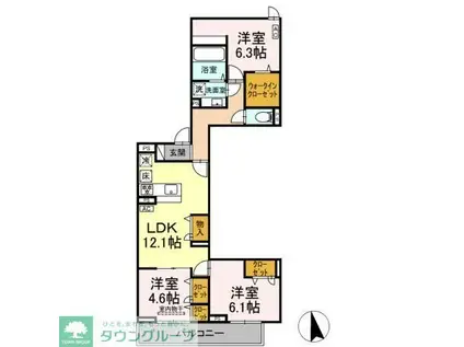 セレスティア竹ノ塚II(3LDK/1階)の間取り写真