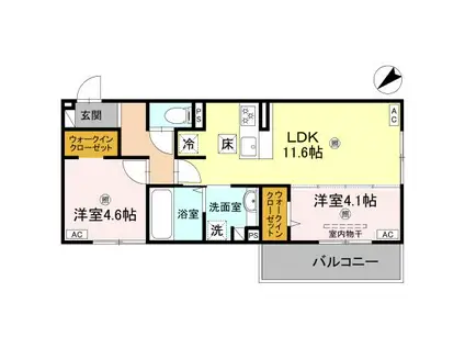 D-ROOM平井C棟(2LDK/1階)の間取り写真