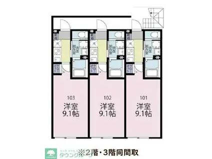 ルクシア大和(1K/1階)の間取り写真