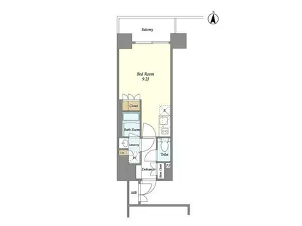 ライトテラス錦糸町(ワンルーム/6階)の間取り写真