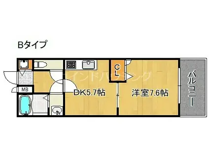 フジパレス貝塚半田II番館(1DK/2階)の間取り写真