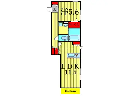 EN PARTNHEUR(1LDK/2階)の間取り写真