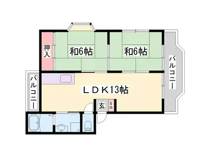 エルオエステ(2LDK/2階)の間取り写真